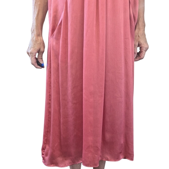 Zara Oversized Coral Satin V-Neck Fairycore Midi Maxi Kimono Dress Size XS - Picture 7 of 11